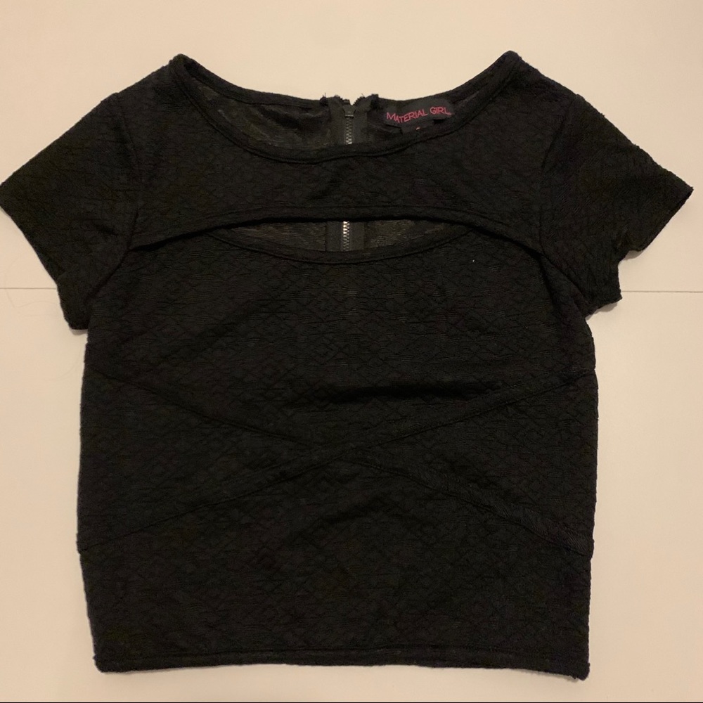 Black cut out quilted crop top size small